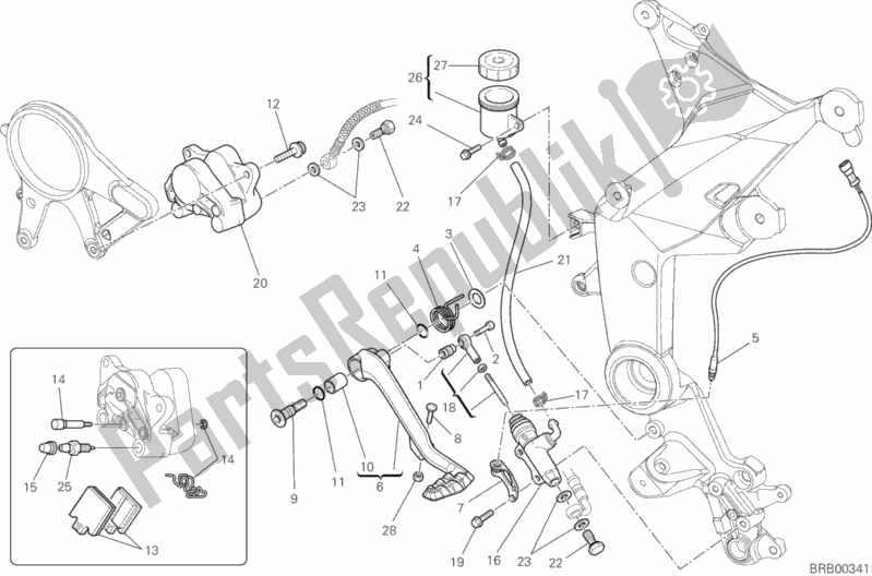 Toutes les pièces pour le Système De Freinage Arrière du Ducati Multistrada 1200 S Touring 2012